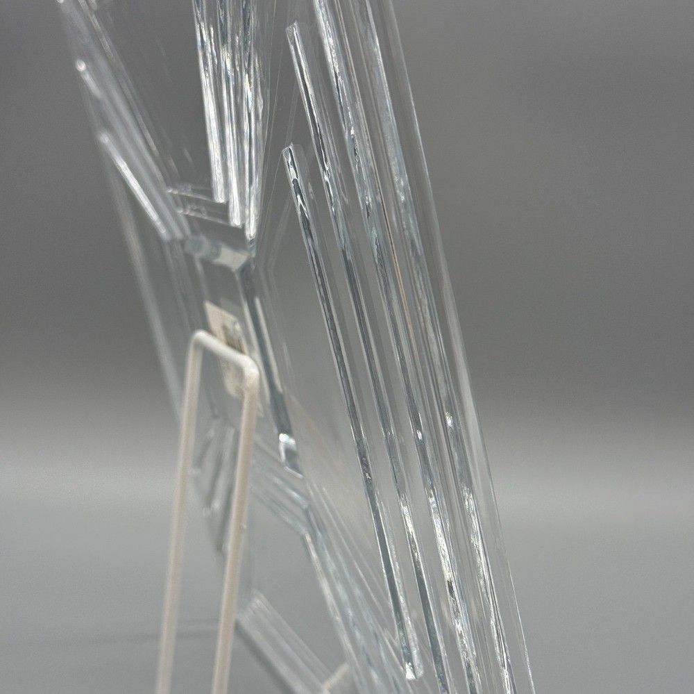 Square Clear Glass Decorative Dish With Geometric Design