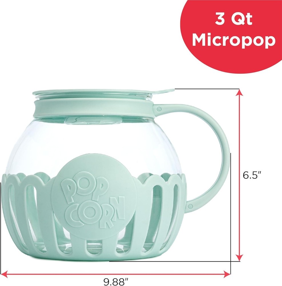Ecolution Patented Micro-Pop Microwave Popcorn Popper with Temperature Safe Glas