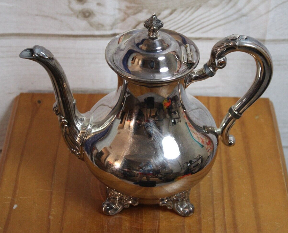 DC ~ Vtg ~ Signed "Reed & Barton 5600 Regent" Silver Plate Coffee Tea Pot