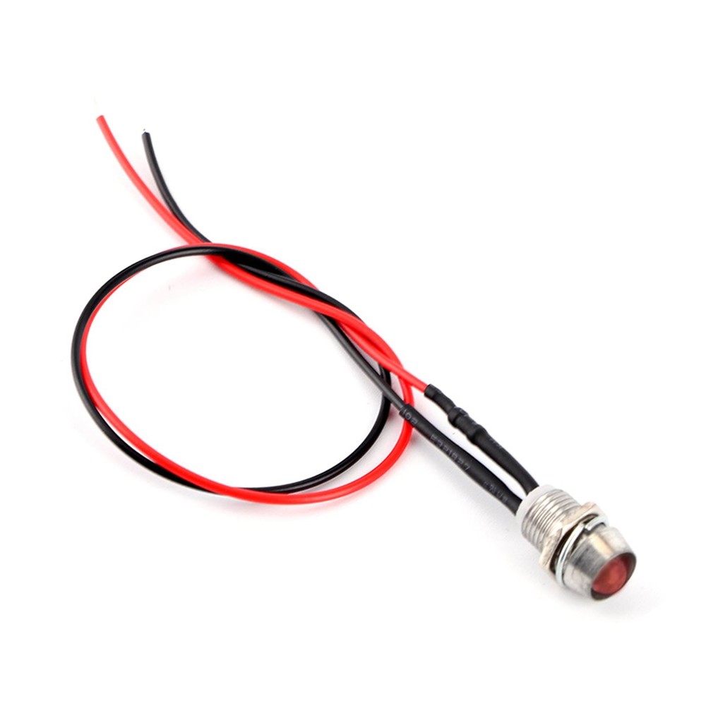 Car 4 Pcs 12v 8mm LED Panel Dash Warning Light Indicator Lamp Car Van Red