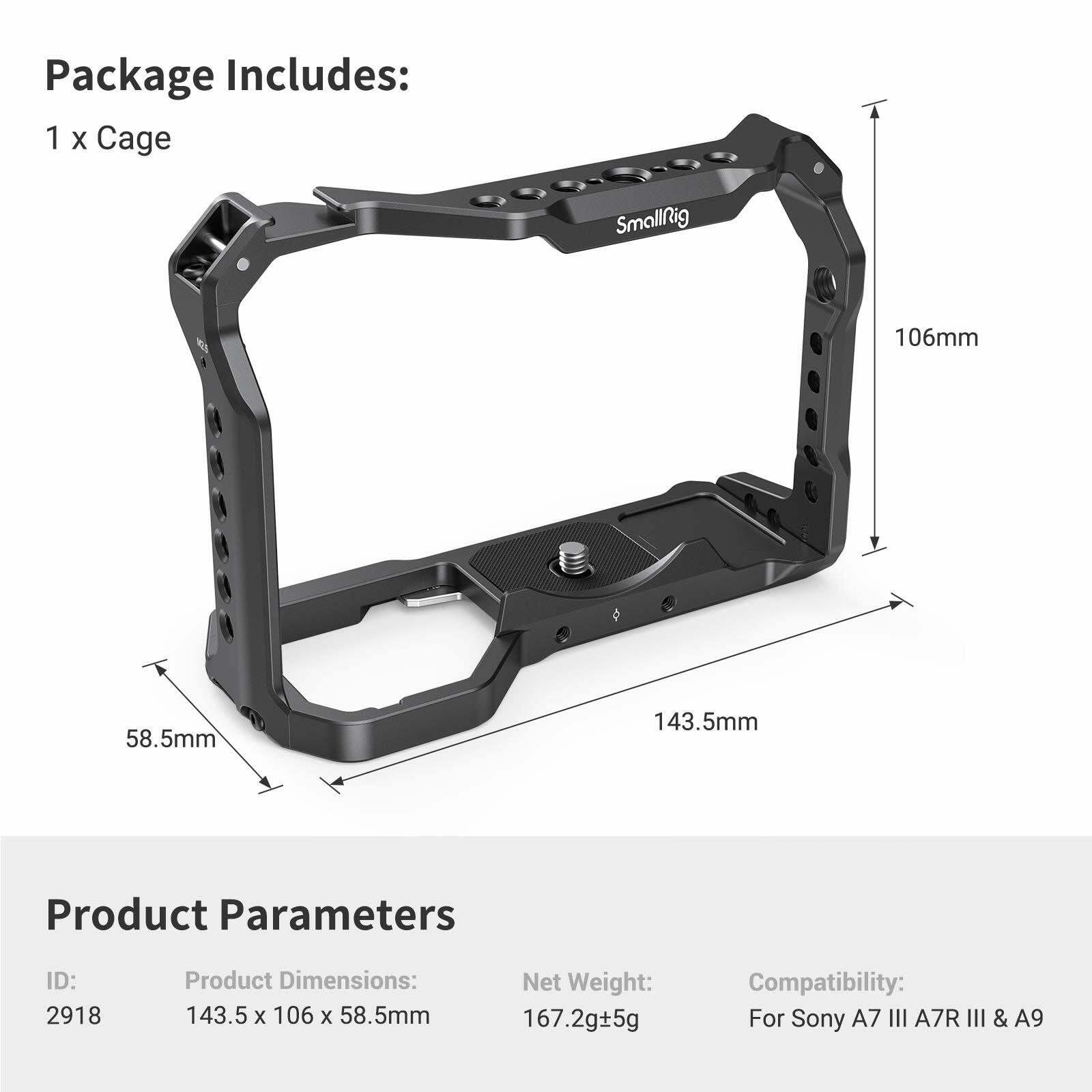 SmallRig A7III A7RIII Camera Cage for Sony A7 III A7R III A9 2918