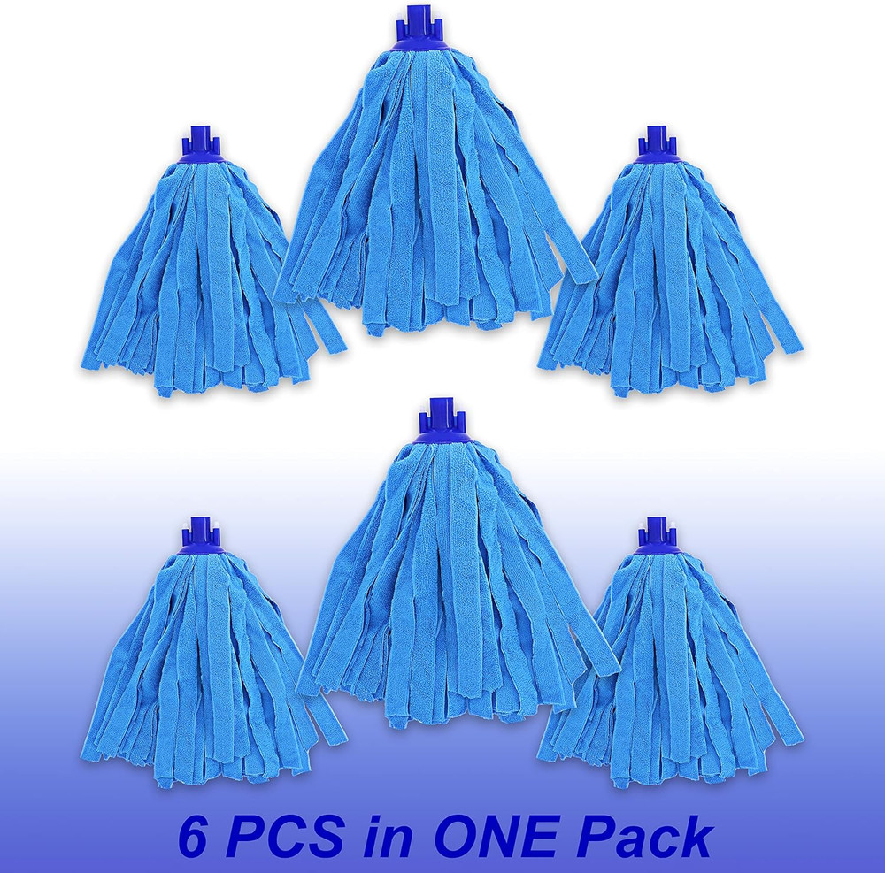 6 PCS Blue Microfiber Mop Replacement Compatible with All Standard US Threadi...