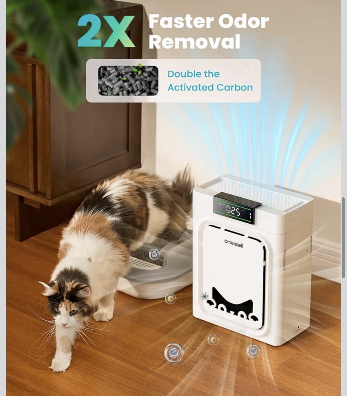 oneisall Air Purifiers for Home Pets with Double-Sided HEPA Washable Filters,...