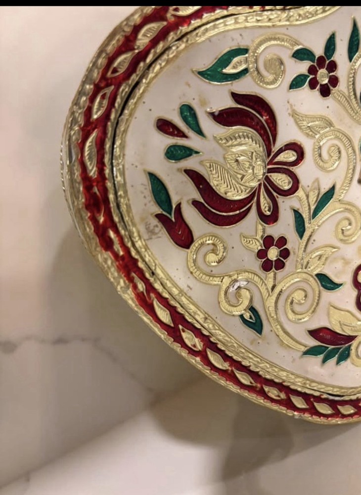 Dry Fruit Serving Storage Box Apple Shape Meenakari Work Gift Item Multipurpose