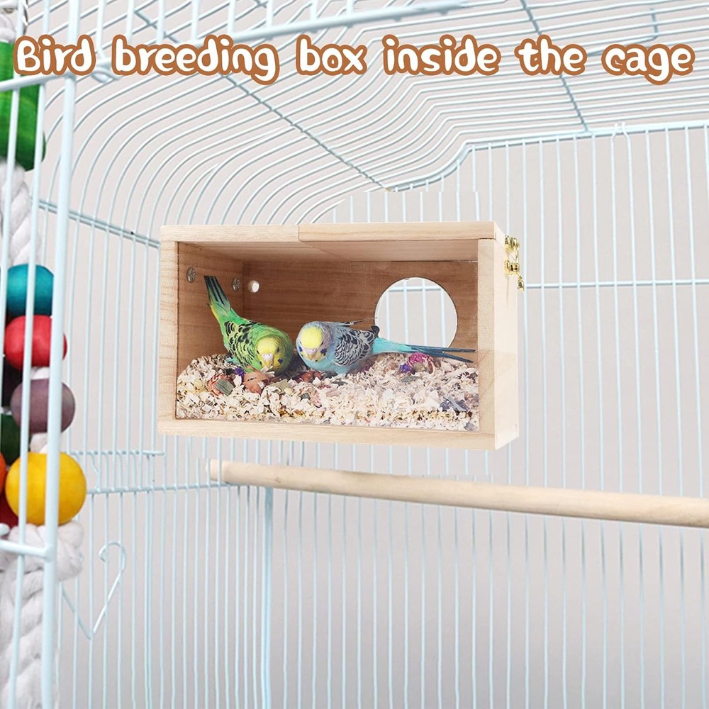 Parakeet Nesting Box Transparent Bird House for S, Horizontal Breeding