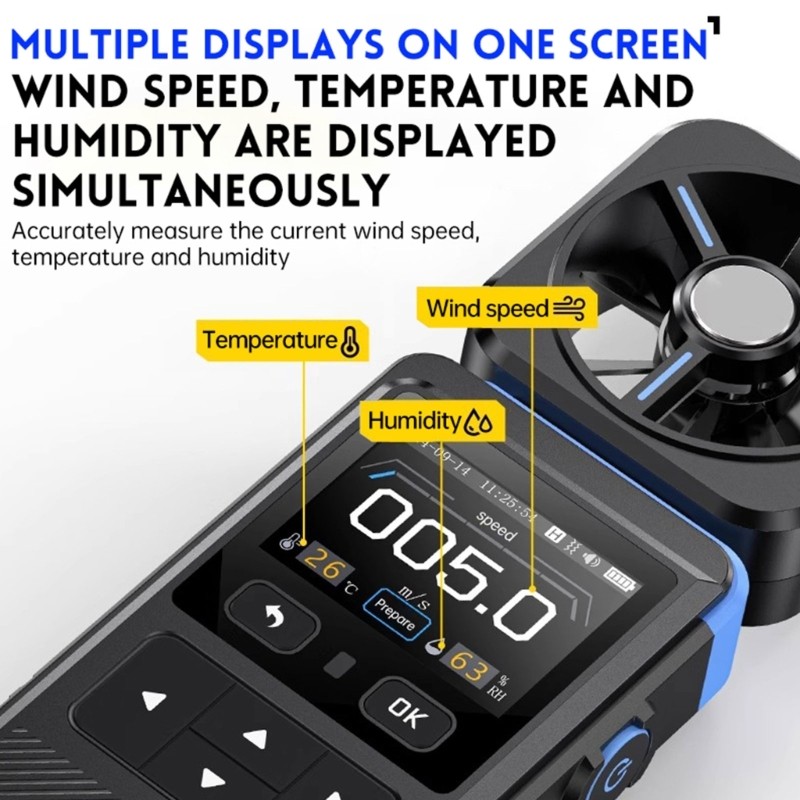 Handheld LCD Wind Meter Airflows Meter Measuring Wind Wind Speed Gauge