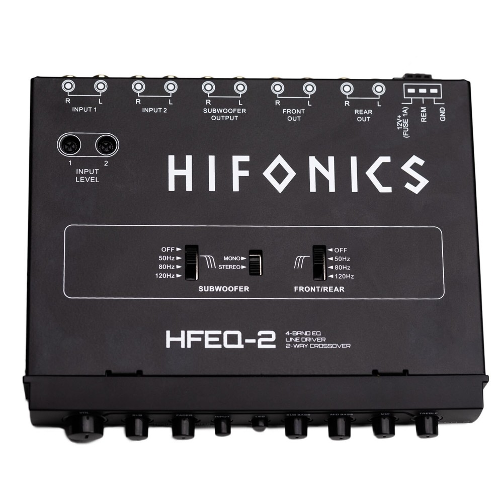 Hifonics HFEQ-2 4-Band Equalizer with 9 Volt Line Driver Signal Processor