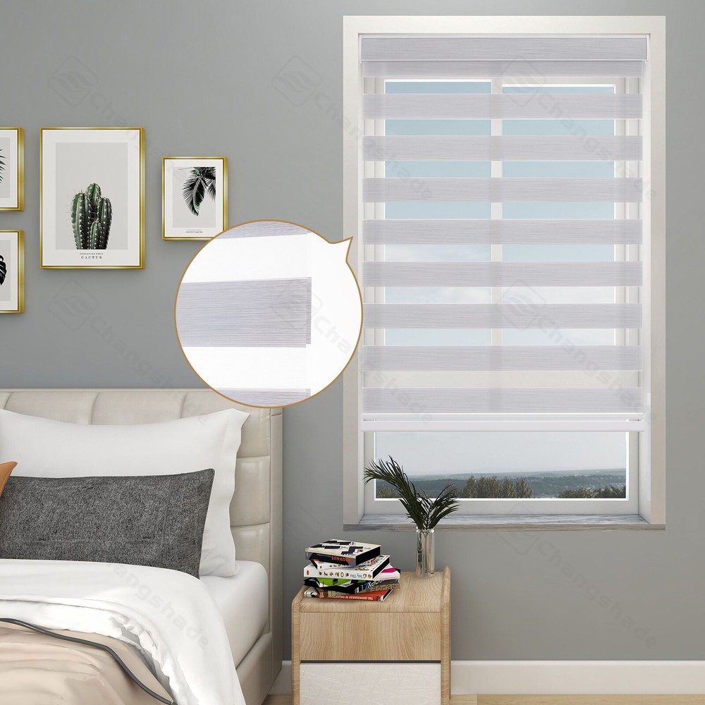 Custom Size Cordless Zebra Roller Shades Light Filtering Dual Layer Roller Blind