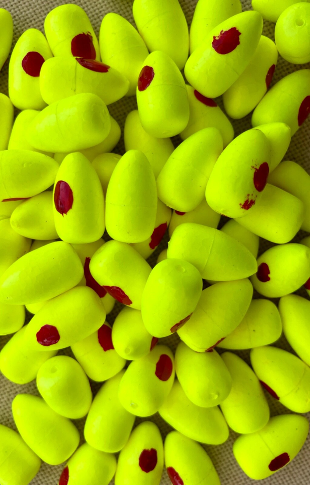 Bullet Floats, pompano surf fishing, custom colors, 20 pack (20mm)