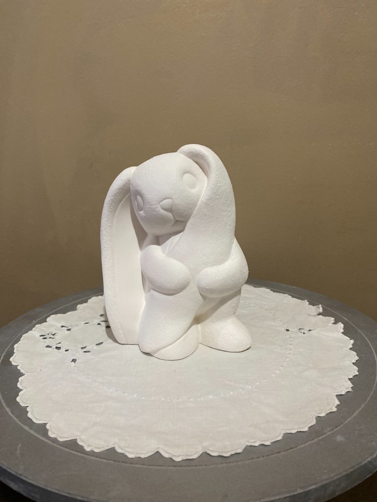 Bunny Lop Ear 5" Tall Rabbit Easter Ceramic Bisque Ready to Paint