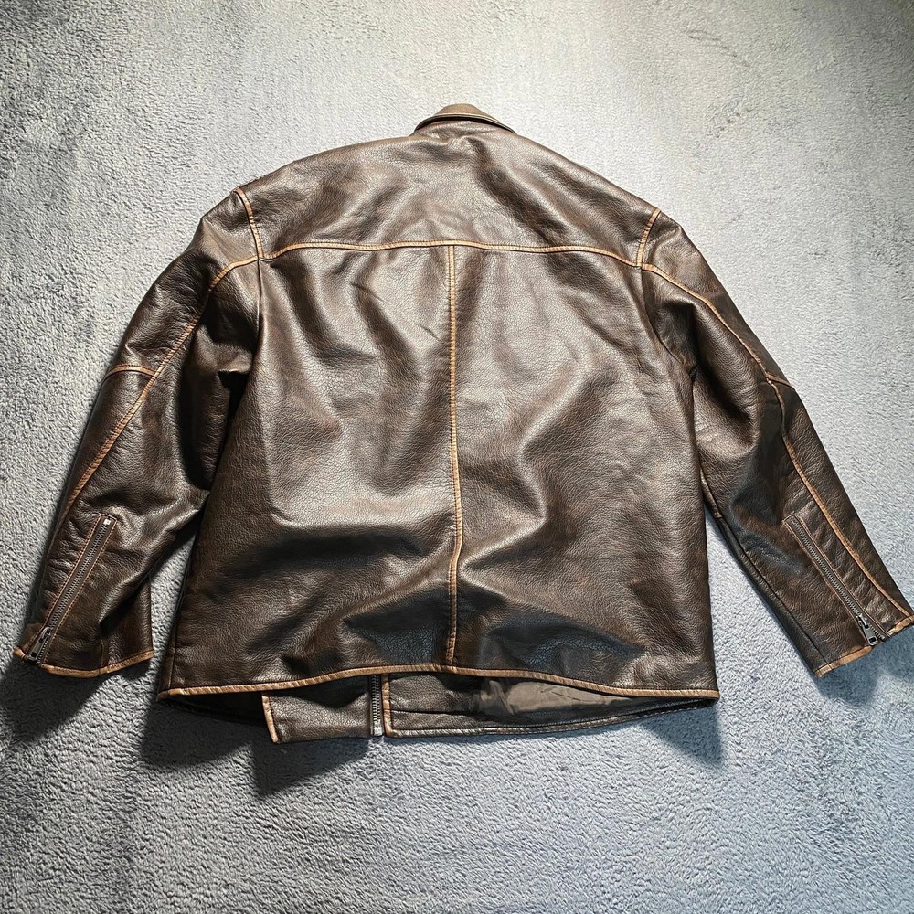 PRIMARK Jacket Medium Brown Men's Zip Biker Style Motorcycle