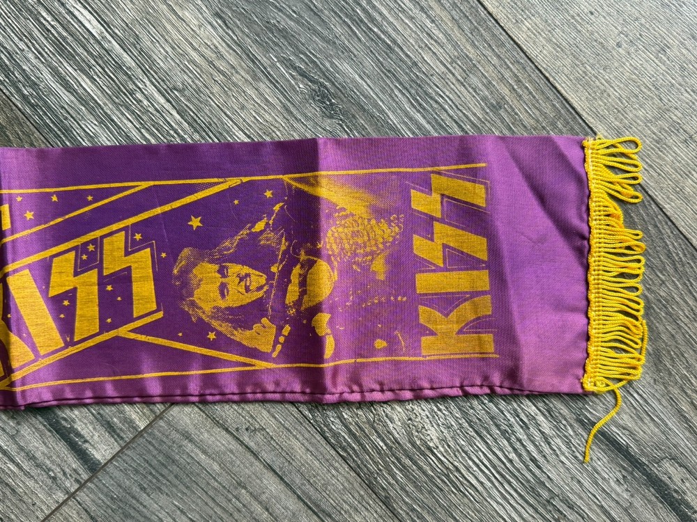 KISS Scarf Banner Purple Eric Carr Europe 1980 Vintage Kiss Aucoin Memorabilia