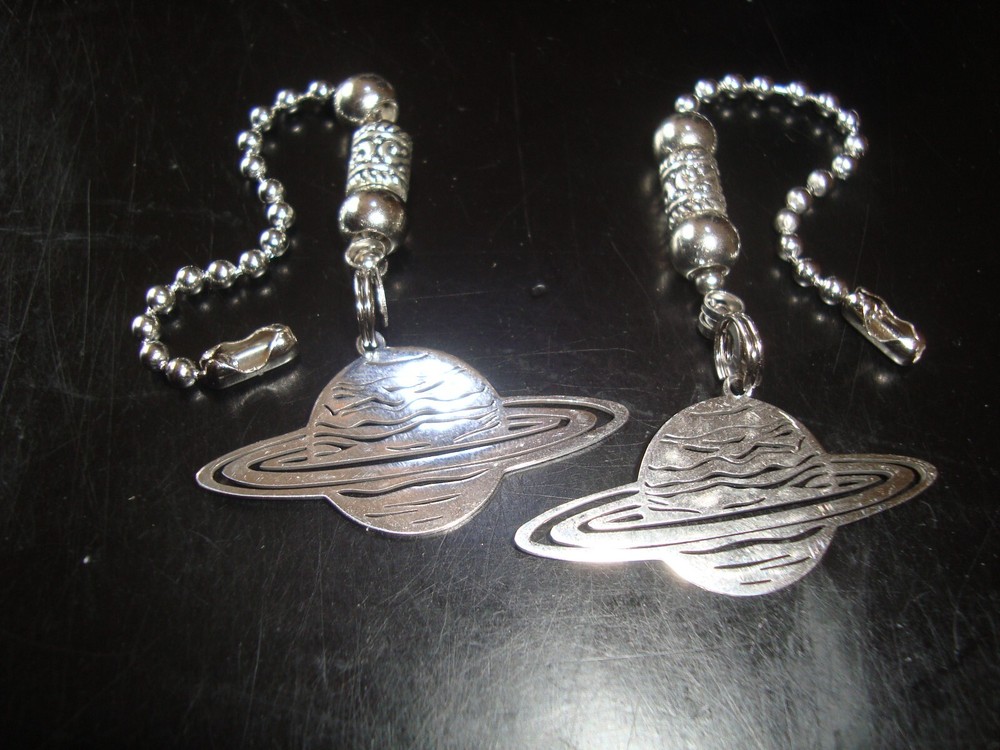 Pair Metal Planet Ceiling Fan Pull Chains – Decorative Light/Lamp Pulls