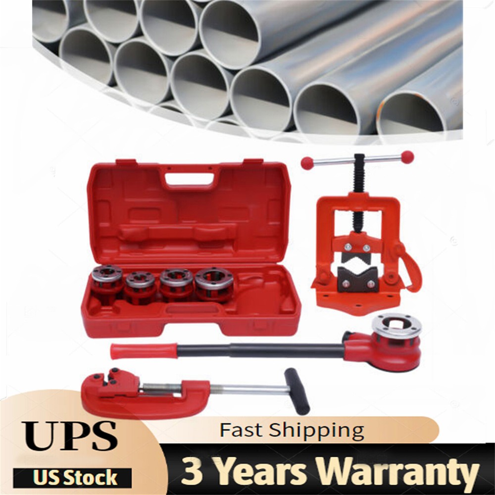 Pipe Threader Ratchet Typeand5 Dies Set Pipe Cutter Threading Tool 1/2" Up to 2"