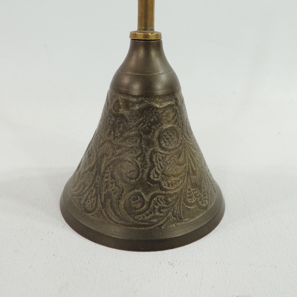 Solid Brass Table Service Bell Ornate Design 6 1/2 x 2 3/4"