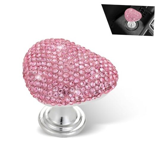 Car Push Start Button, Scratch-resistant Push-type 1 PC Pink #Diamond-encrusted