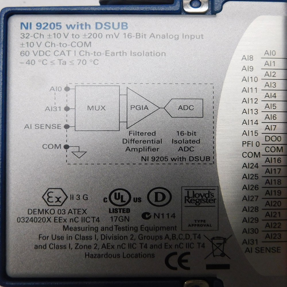 National Instruments NI 9205 with DSUB 32-Channel Voltage Input Module DC-Series