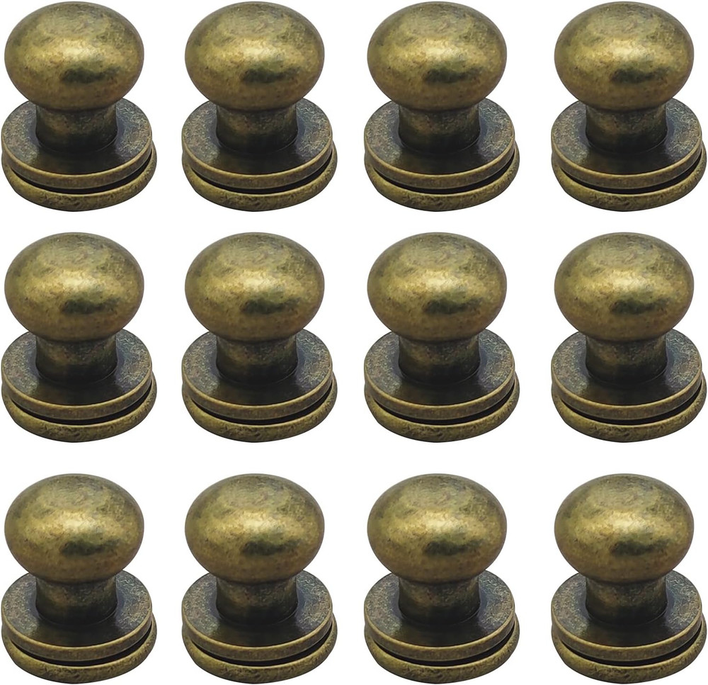 12 Sets Solid Brass round Head Button Stud Screw Leather Rivet Chicago Screws Bu