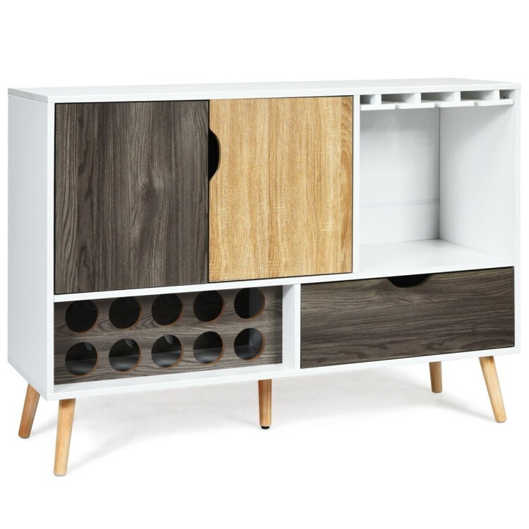Mid-Century Kitchen Buffet Cabinet Sideboard Storage w/Adjustable Shelf & Drawer