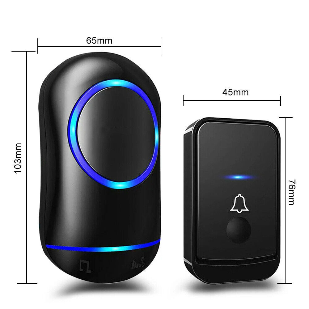 Wireless Doorbell Chime Waterproof Plugin Receiver Adjustable Volume 1000FT Kit