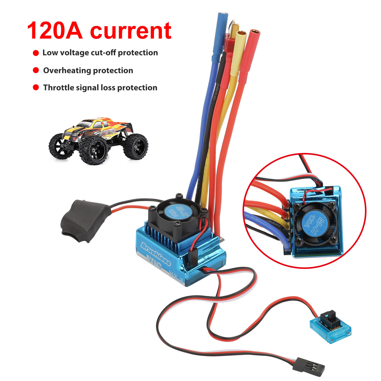 120A Brushless ESC Electric Accessories For 1/10 1/8 RC Car Speed Crawler Motor