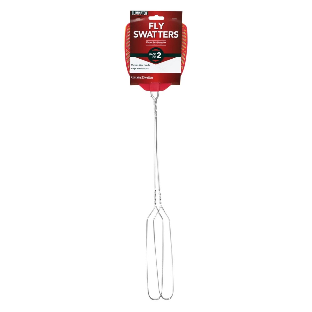 WIRE METAL HANDLE PLASTIC FACE FLY SWATTER - 12 COUNT - NEW