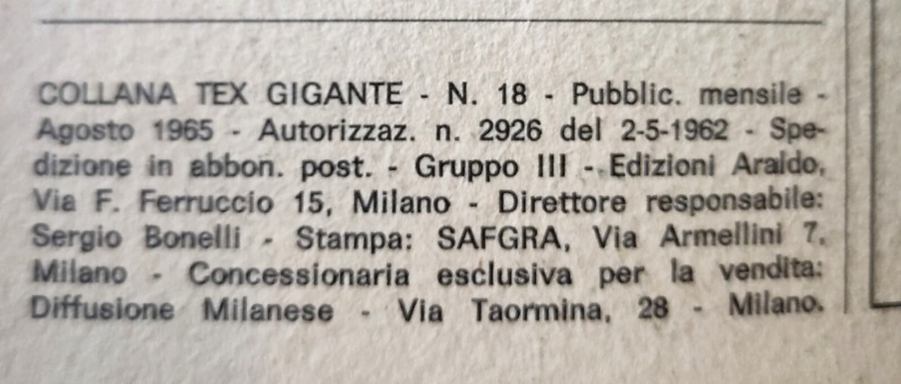 TEX Comic No. 18 AUGUST 1965 DODGE CITY Sergio Bonelli Read Description