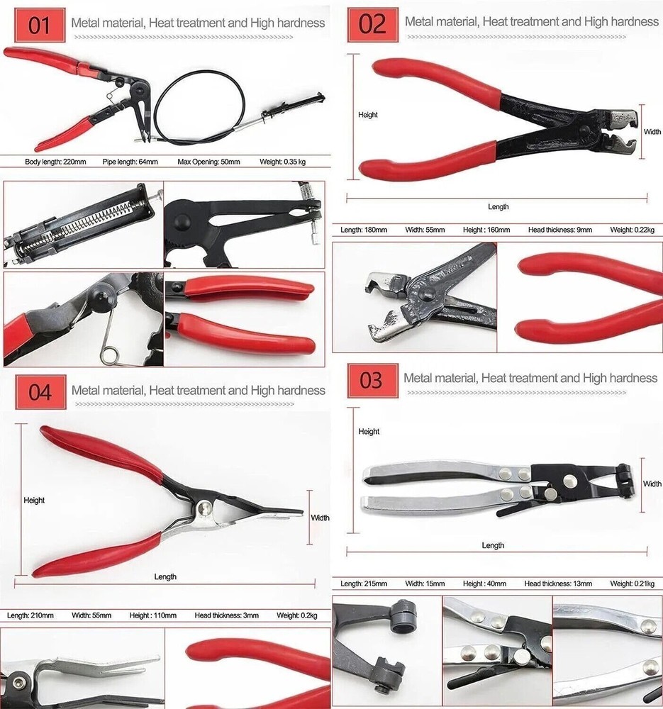 9pack Hose Clamp Pliers Automotive Multi-Handle Precision Tools Clamping Cooling
