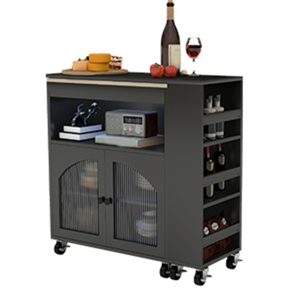 Rolling Kitchen Island Table With LED Light Power Outlets For Kitchen RAEA