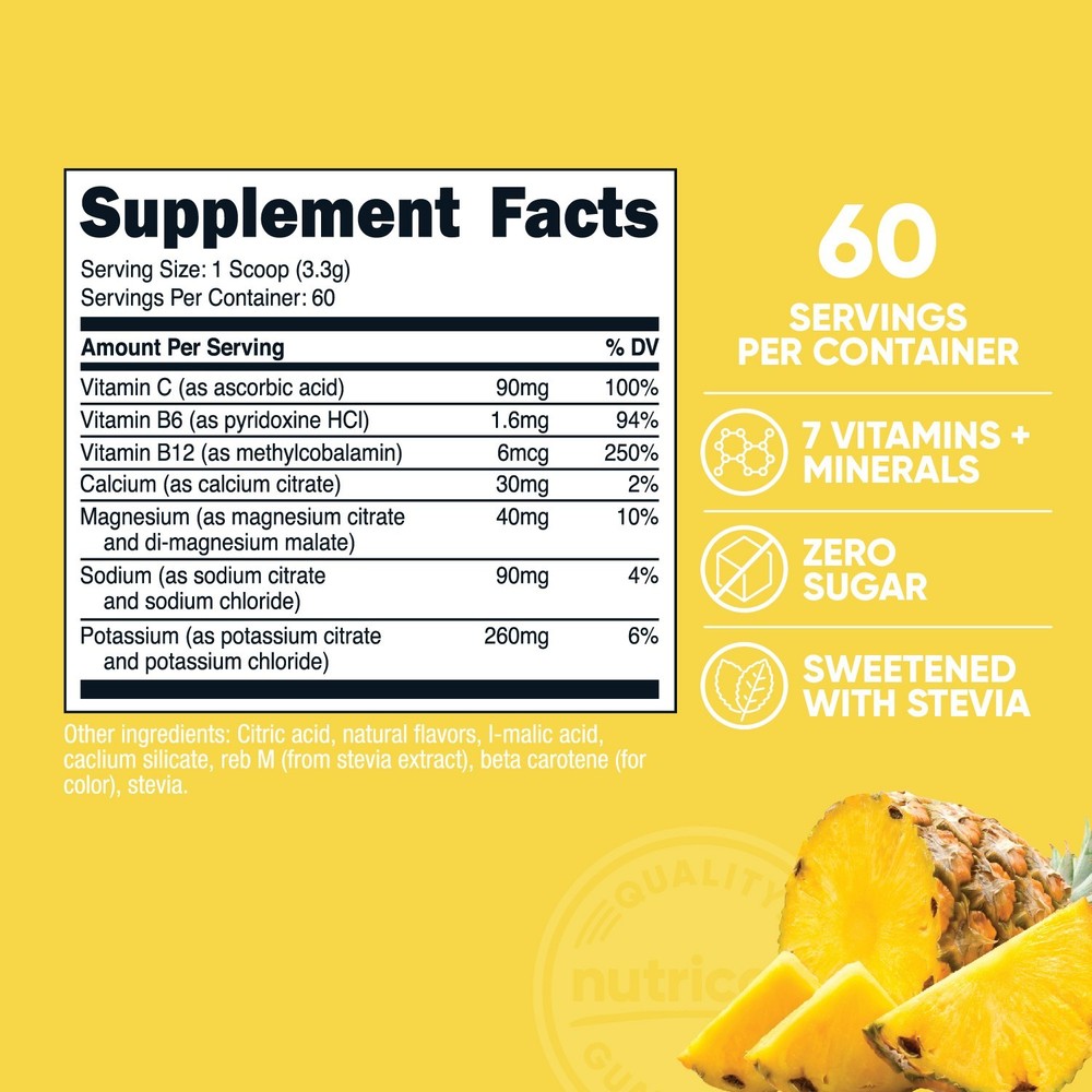 Nutricost Electrolytes Complex Powder (Pineapple Ice) 60 Servings - Zero Sugar