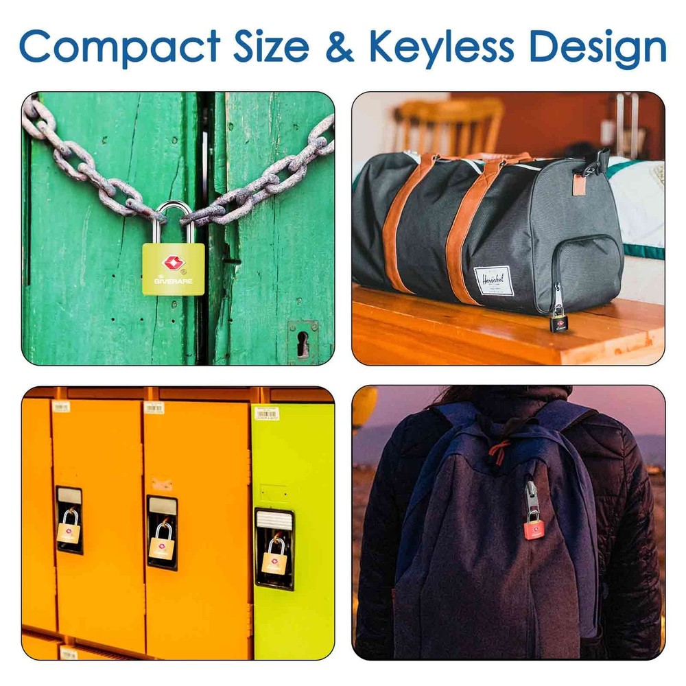 4 Pack TSA Approved Travel Luggage Locks with Keys, Solid Brass Copper Keyed ...