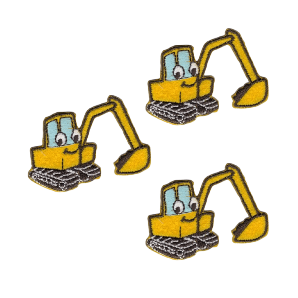 Backhoe Patches (3-Pack) Children Embroidered Iron on Patch Applique