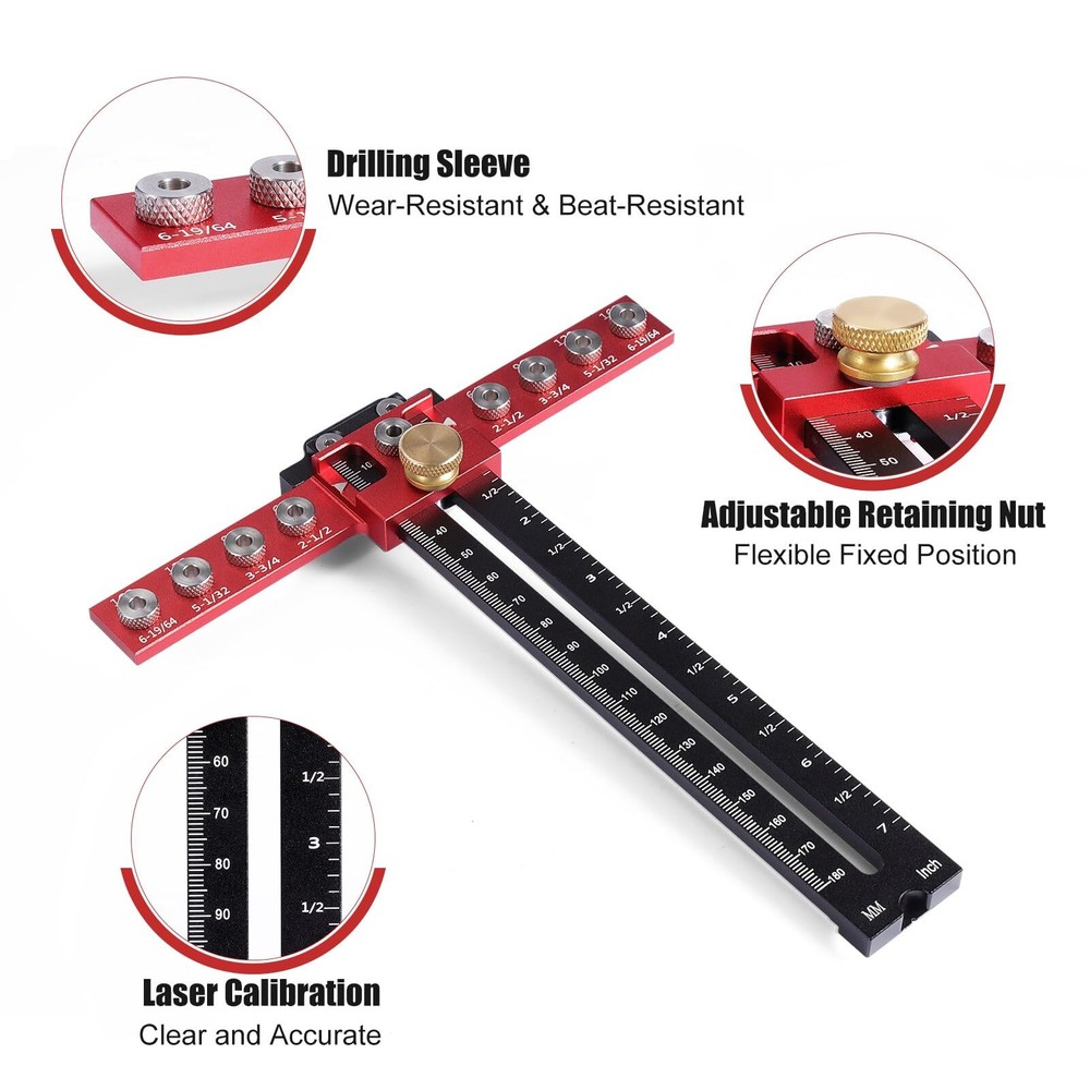 Cabinet Hardware Jig Template Tool Adjustable Drill Guide for Pulls and Handles