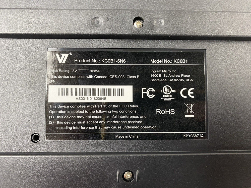 V7 KC0B1-6N6 Plug and Play Interface USB Keyboard Tested