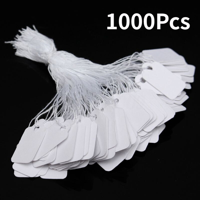 Garage Sale Price Tags Size #5 Blank White Merchandise Hang String Strung