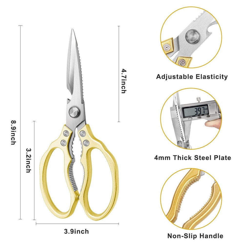 Kitchen Scissors, Heavy Duty Sharp Kitchen Shears Dishwasher Safe,Gold Kitche...