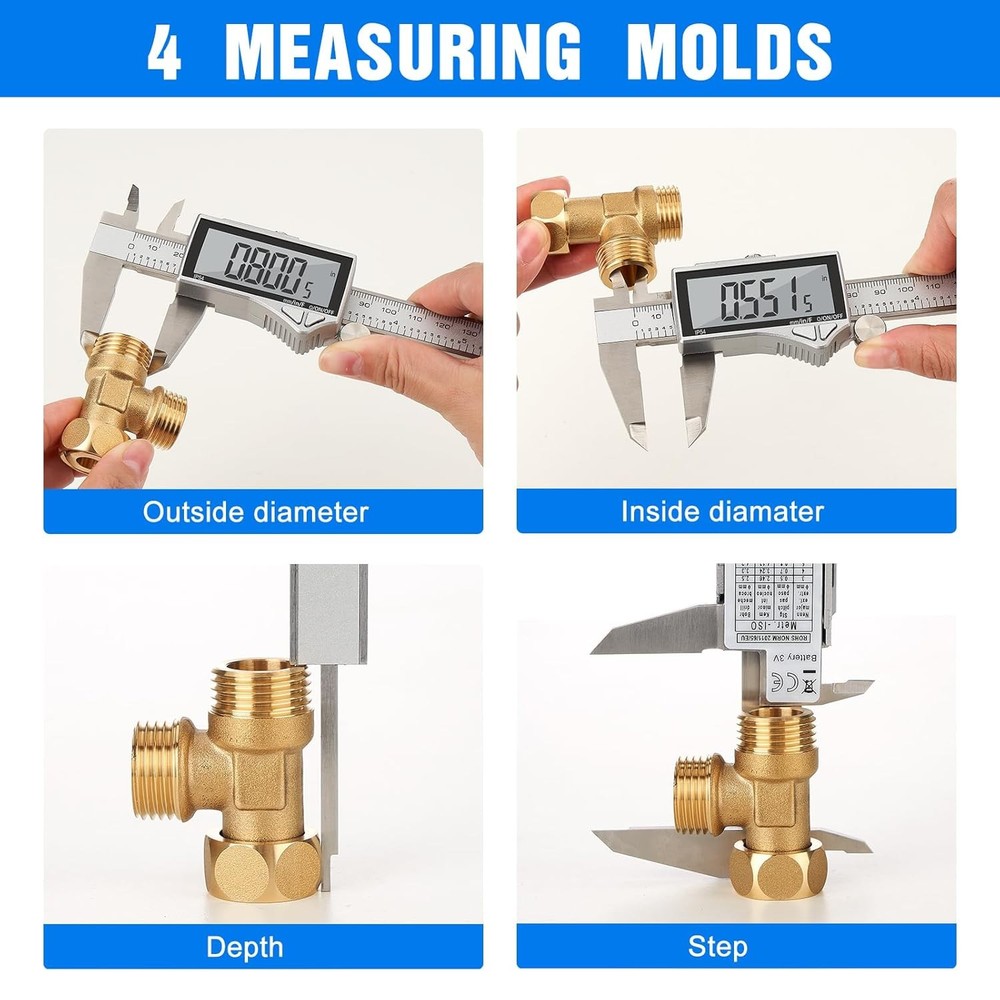 Digital Caliper Tool 6 Inch LCD Stainless Steel