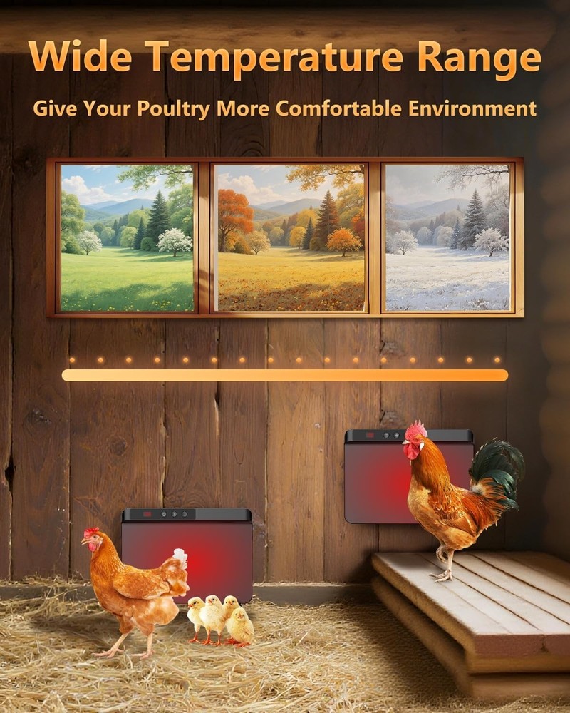 Adjustable Temperature Chicken Coop Heater - 200W Radiant Warmth, Certified