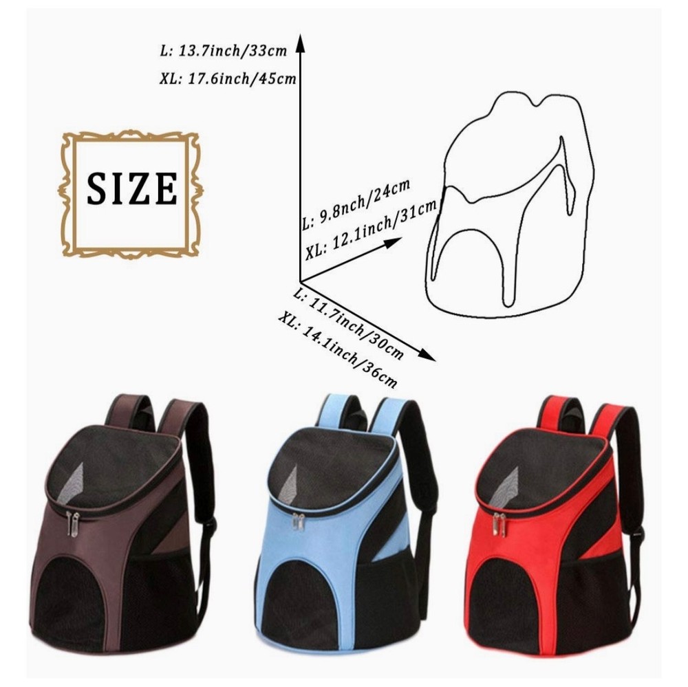 Breathable Backpack Pet Carrier - Adjustable Straps, Side Pockets, Large Opening