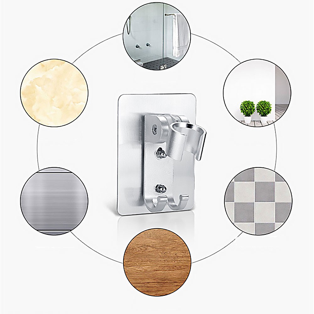 Adjustable Bracket Suction Shower Head Handset Holder Wall Mount +Hooks TL
