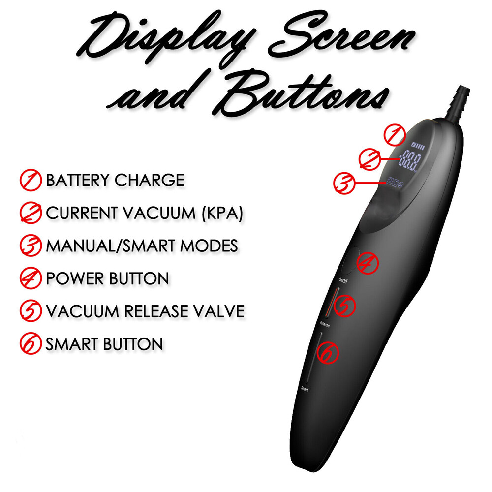 Magna LCD Smart Vacuum Penis Pump Handle | Ergonomic Programmable Rechargeable