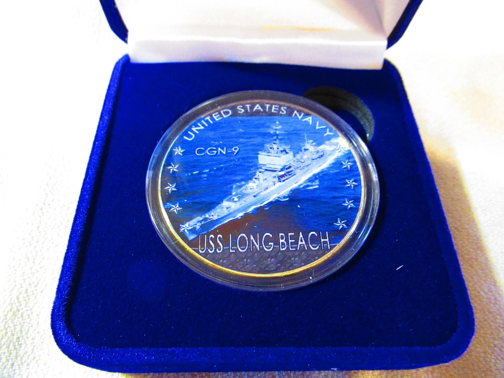 US NAVY - USS LONG BEACH CGN-9 Challenge Coin w/ Presentation Box