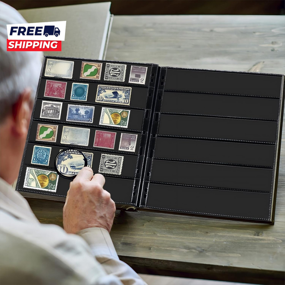 20 Sheets Stamp Pages Collector Album Binder Standard 9 Hole Binder Sleeves f