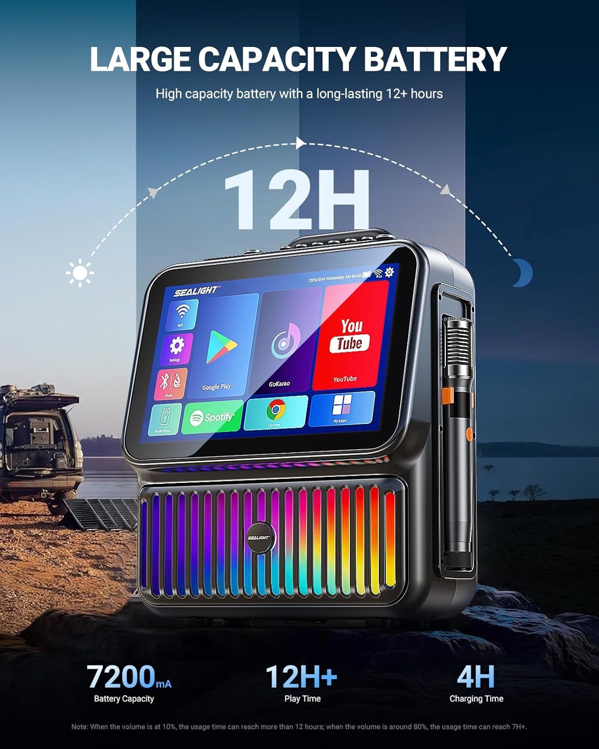 Smart Karaoke Machine w 13.3" Tablet, Bluetooth, 2 Wireless Mics, Party Lights