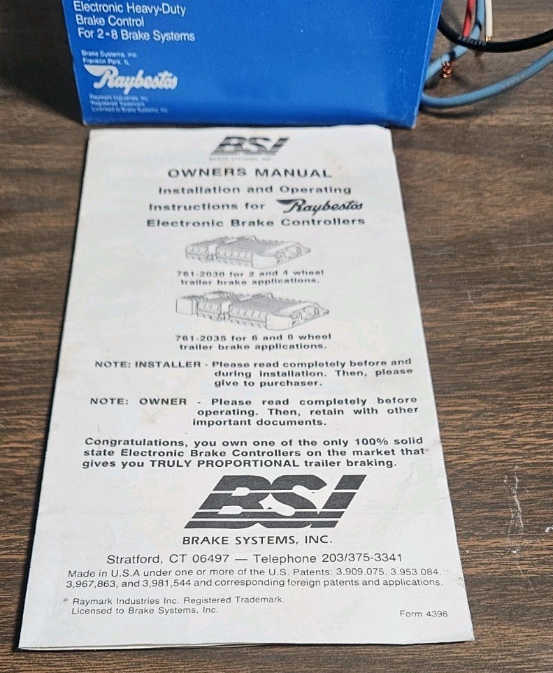 Raybestos 761-2035 Electronic Heavy Duty Brake Control 2-8 Systems NOS