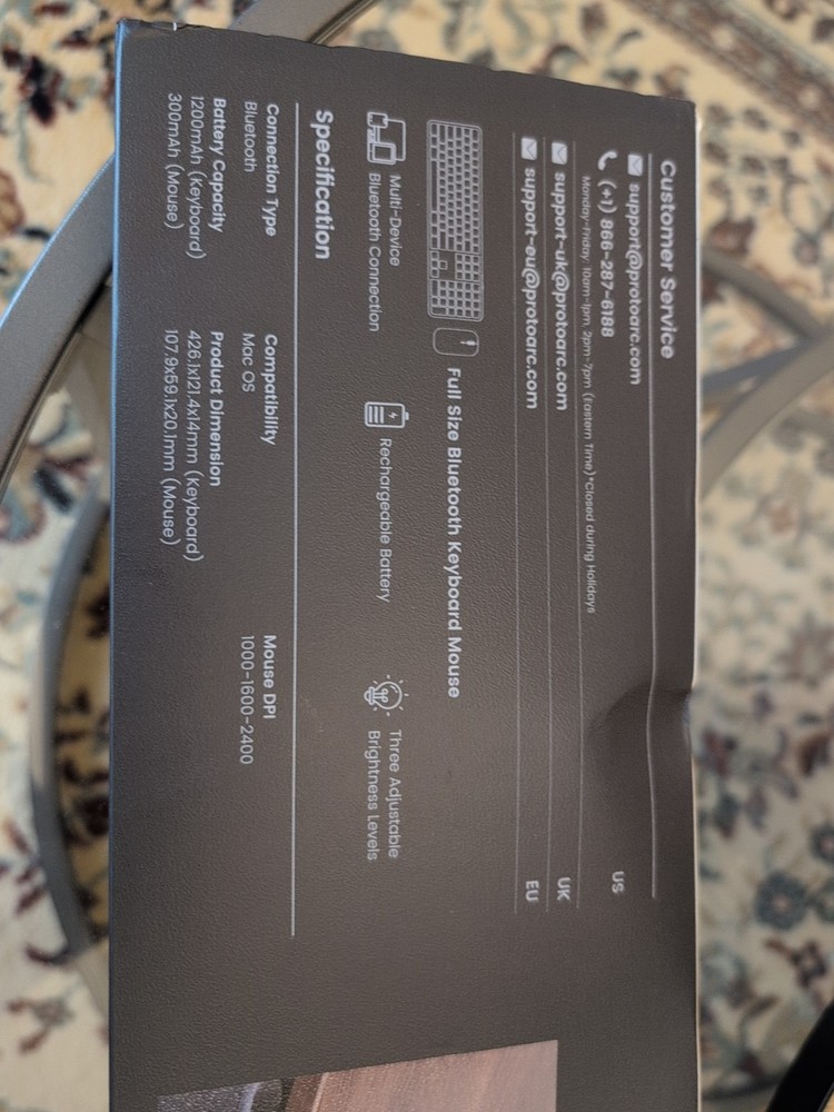 ProtoArc Backlit Bluetooth Keyboard Mouse for Mac, KM100-A