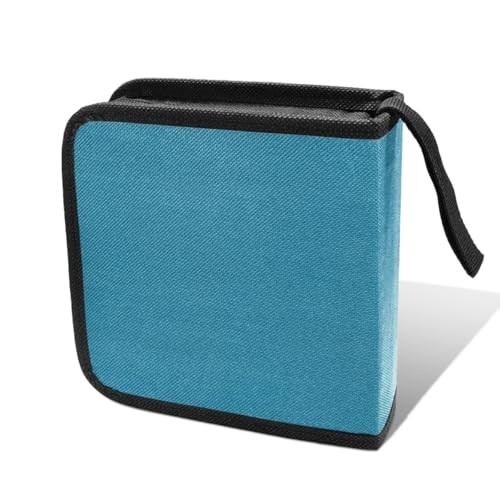 Car CD Case, 40 Capacity Hard Plastic DVD Disc Organizer Holder with Blue