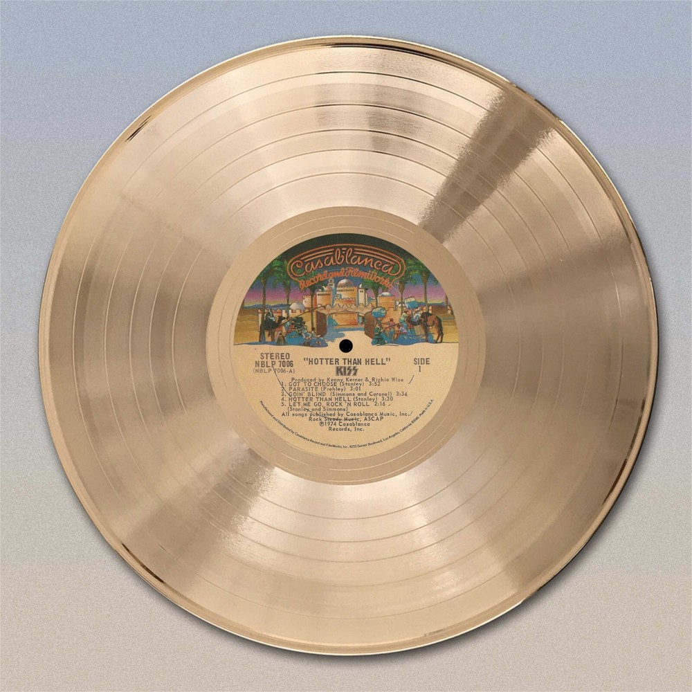 KISS "Hotter Than Hell"  Gold LP Record wall art