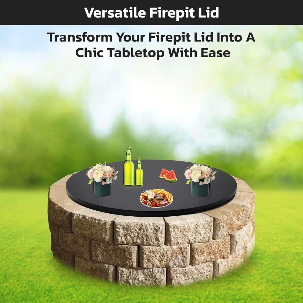 Febtech 36" Fire Pit Cover Round - Perfect for Fire Pit Inside Up to 34"