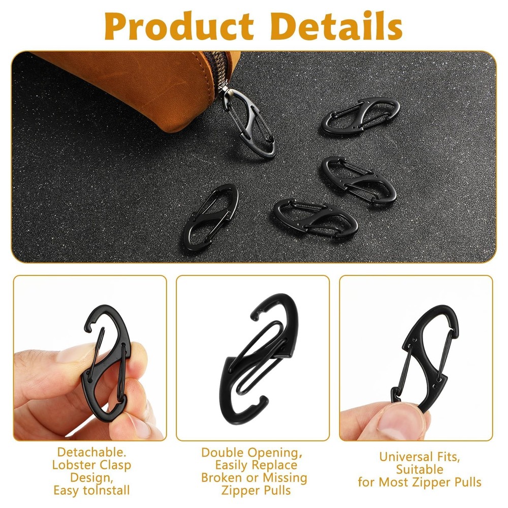 9Pcs Zipper Clip Theft Deterrent, Double Opening Lock Zipper Pull Replacement...